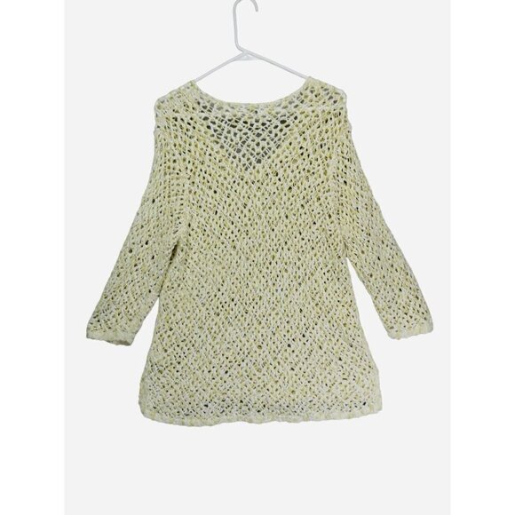 J JILL shirt top Crochet tunic Size L ‎ 3/4 Sleeve hippie boho casual Beach - Picture 2 of 11